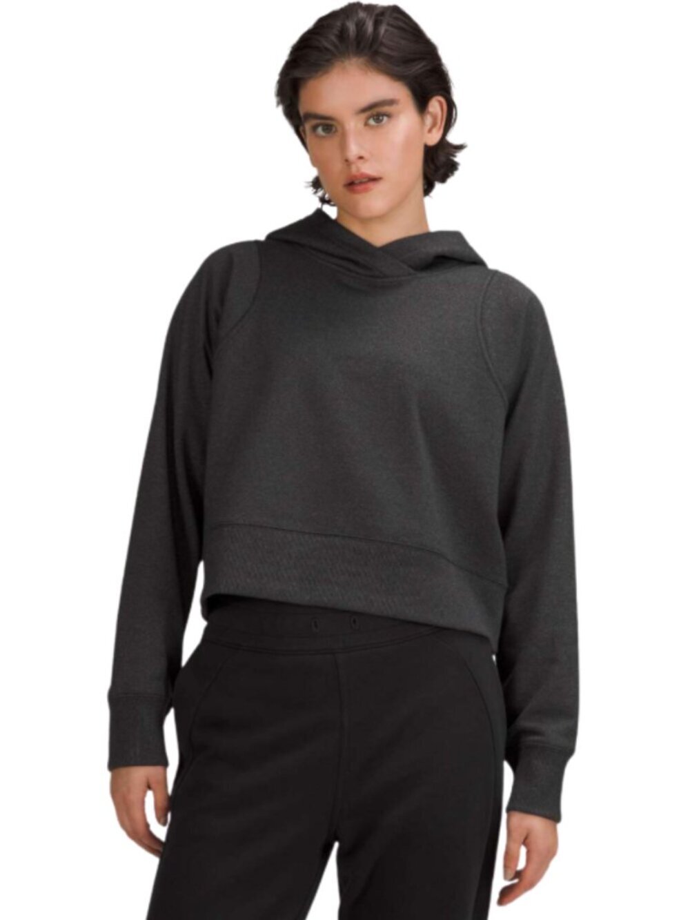 Lululemon Loungeful Cropped Hoodie Spark Black Fleece